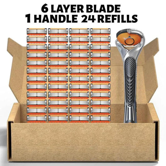 2025NEW🔥48-Piece Men's Razor Blade Replacement Set with Free Handle - Ultra Sharp Stainless Steel Blades for Smooth Shaving