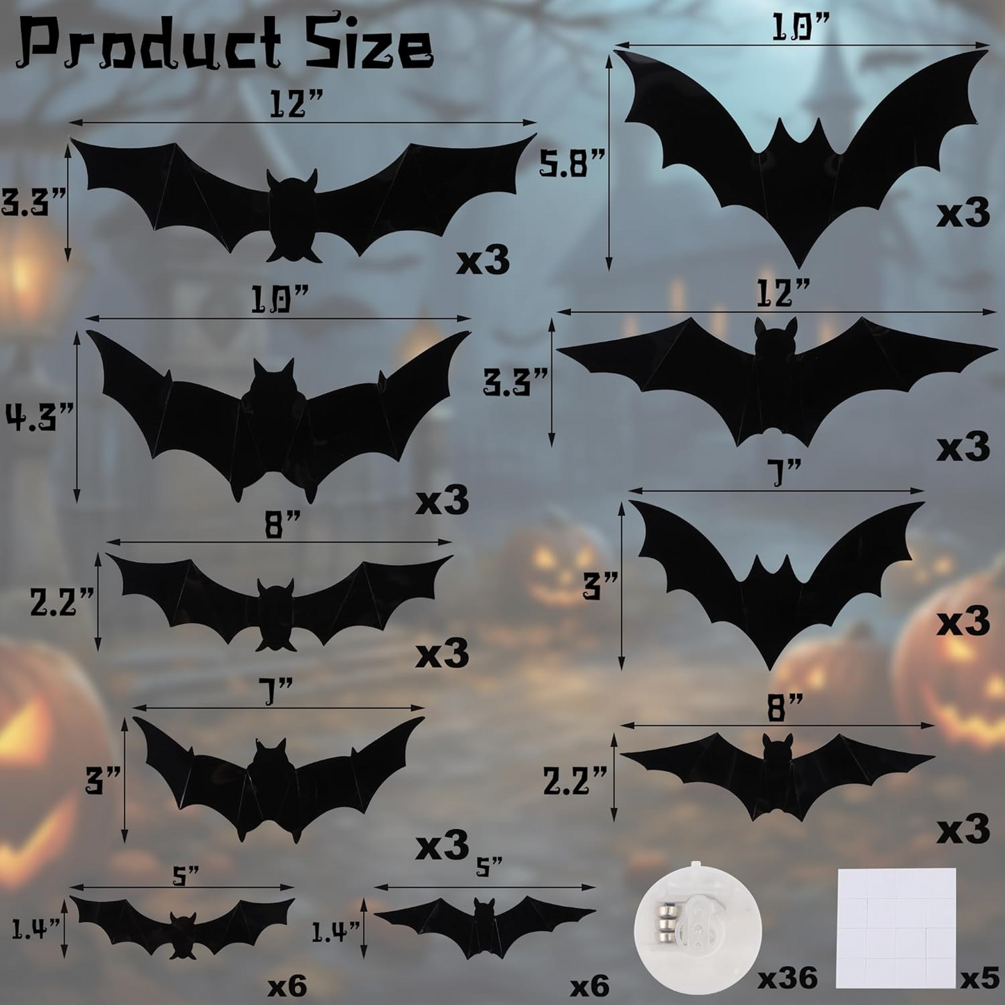 🎉Last Day 50% OFF🎁3D Bats Light Decorations Spooky Ornaments for Festival Halloween