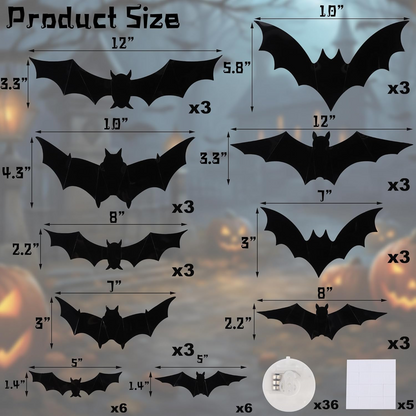 🎉Last Day 50% OFF🎁3D Bats Light Decorations Spooky Ornaments for Festival Halloween