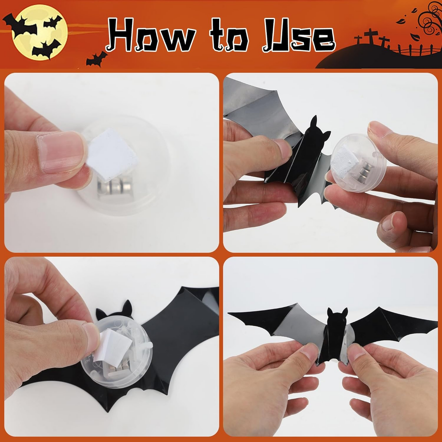 🎉Last Day 50% OFF🎁3D Bats Light Decorations Spooky Ornaments for Festival Halloween
